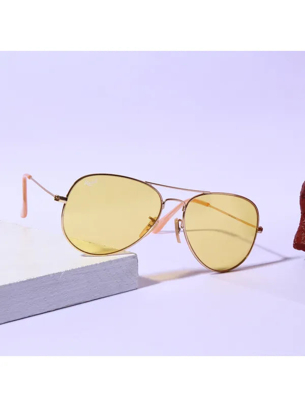 UV Protected Gold Yellow Night Vision Aviator Sunglasses for Men and Women- FunkyTradition