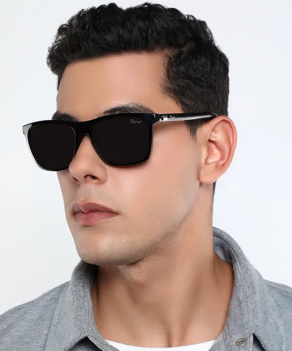 UV Protected Grey Black Wayfarer Sunglasses For Men & Women- FunkyTradition