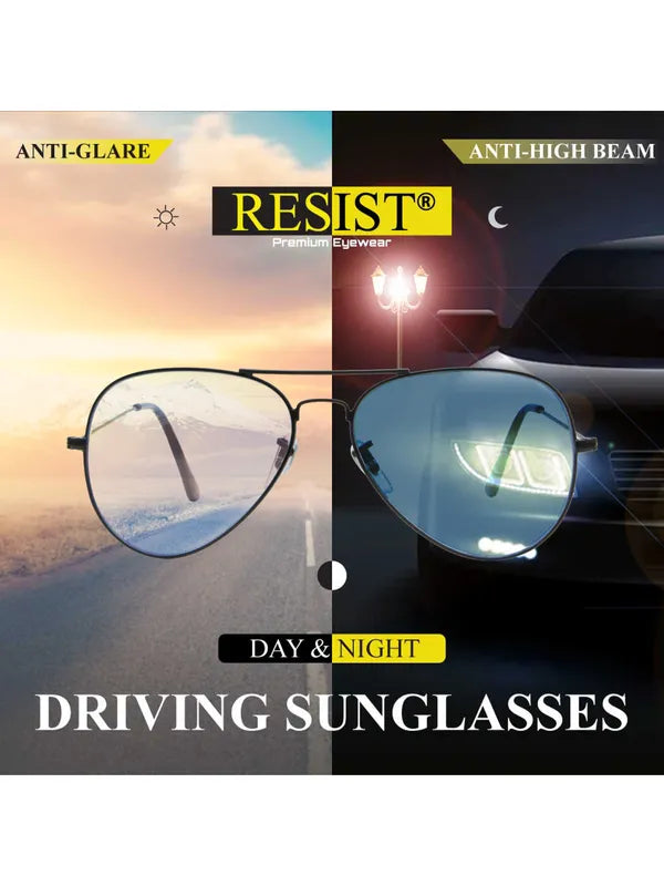 UV Protected Black Blue Night Vision Aviator Sunglasses for Men and Women- FunkyTradition