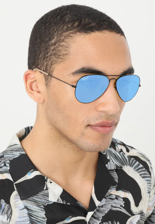 UV Protected Black Blue Night Vision Aviator Sunglasses for Men and Women- FunkyTradition