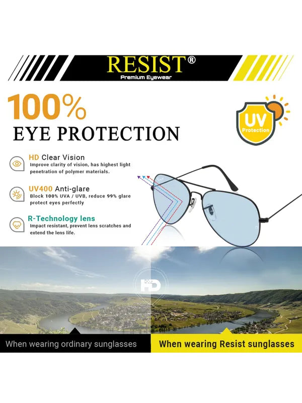 UV Protected Black Blue Night Vision Aviator Sunglasses for Men and Women- FunkyTradition