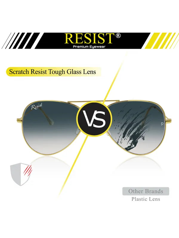 UV Protected Gold Black Gradient Aviator Sunglasses for Men and Women- FunkyTradition