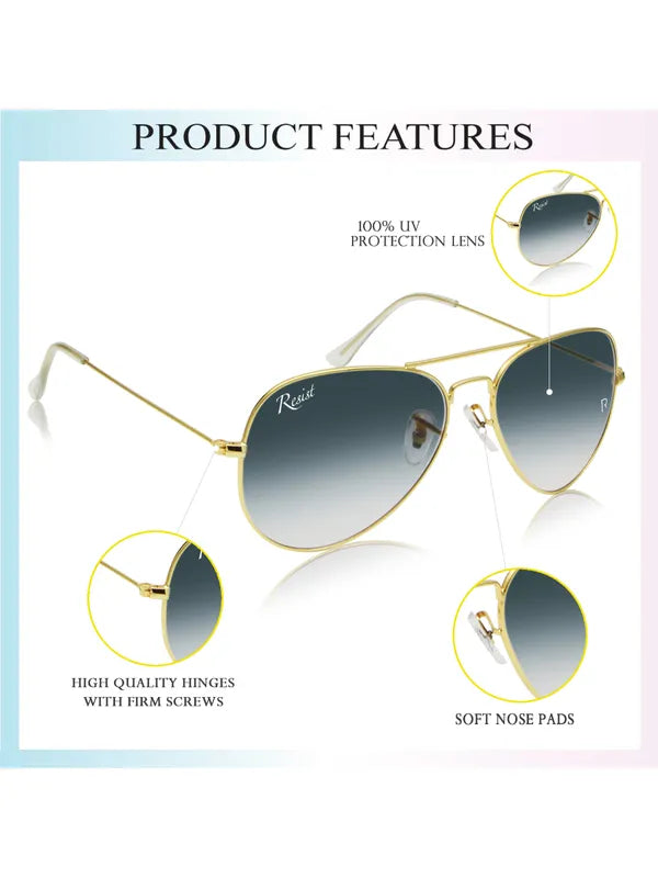 UV Protected Gold Black Gradient Aviator Sunglasses for Men and Women- FunkyTradition