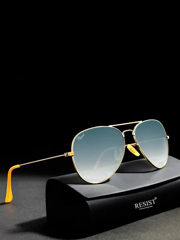 UV Protected Gold Black Gradient Aviator Sunglasses for Men and Women- FunkyTradition