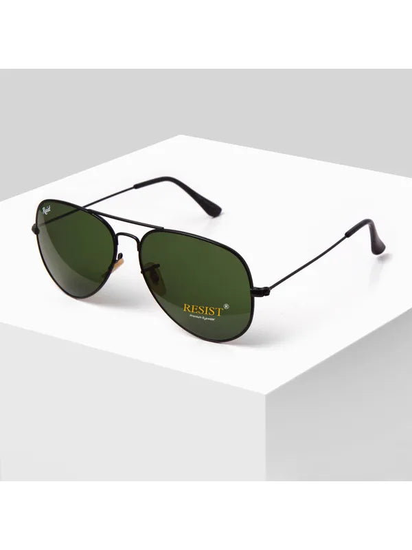 UV Protected Black Green Aviator Sunglasses For Men & Women- FunkyTradition