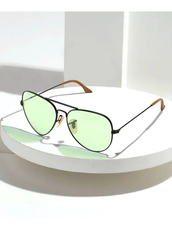 UV Protected Black Green Night Vision Aviator Sunglasses for Men and Women- FunkyTradition