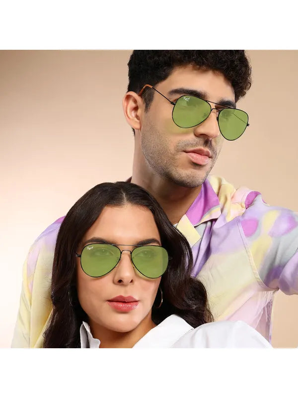 UV Protected Black Green Night Vision Aviator Sunglasses for Men and Women- FunkyTradition