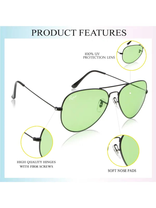 UV Protected Black Green Night Vision Aviator Sunglasses for Men and Women- FunkyTradition