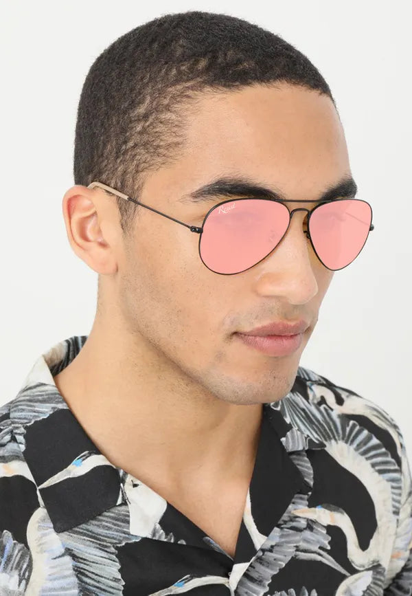 UV Protected Black Pink Night Vision Aviator Sunglasses for Men and Women- FunkyTradition