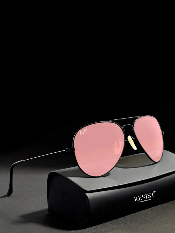 UV Protected Black Pink Night Vision Aviator Sunglasses for Men and Women- FunkyTradition