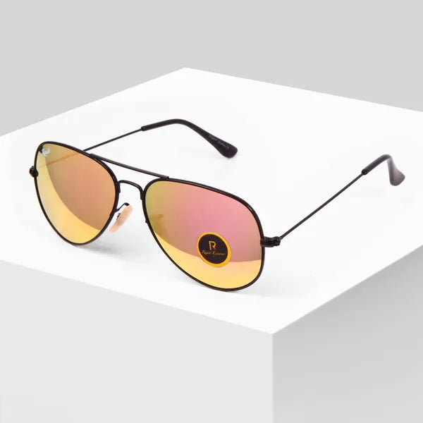 UV Protected Black Pink Reflector Aviator Sunglasses for Men and Women- FunkyTradition