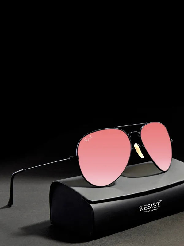UV Protected Black Pink Reflector Aviator Sunglasses for Men and Women- FunkyTradition
