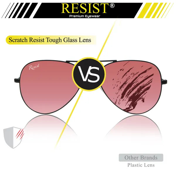 UV Protected Black Pink Reflector Aviator Sunglasses for Men and Women- FunkyTradition