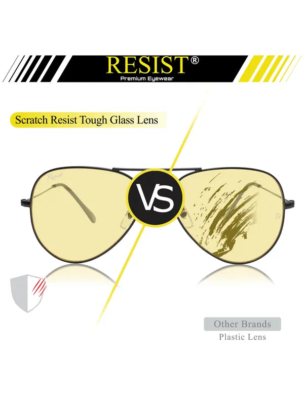 UV Protected Black Yellow Night Vision Aviator Sunglasses for Men and Women- FunkyTradition