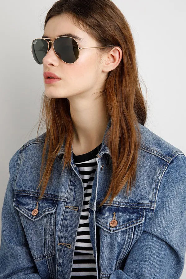 UV Protected Gold Black Aviator Sunglasses For Men & Women- FunkyTradition