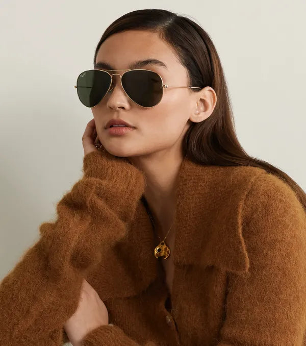 UV Protected Gold Black Aviator Sunglasses For Men & Women- FunkyTradition