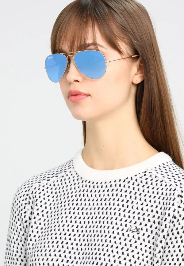 UV Protected Gold Blue Night Vision Aviator Sunglasses for Men and Women- FunkyTradition