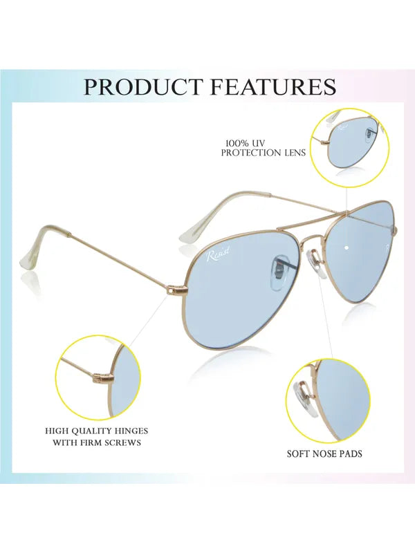 UV Protected Gold Blue Night Vision Aviator Sunglasses for Men and Women- FunkyTradition