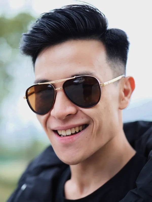 UV Protected Gold Brown Wayfarer Sunglasses For Men & Women- FunkyTradition