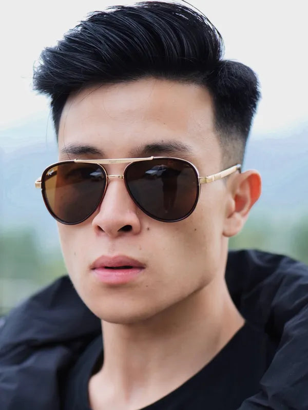 UV Protected Gold Brown Wayfarer Sunglasses For Men & Women- FunkyTradition