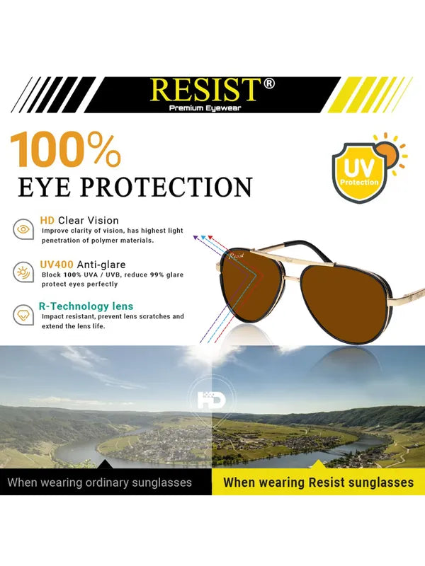 UV Protected Gold Brown Wayfarer Sunglasses For Men & Women- FunkyTradition