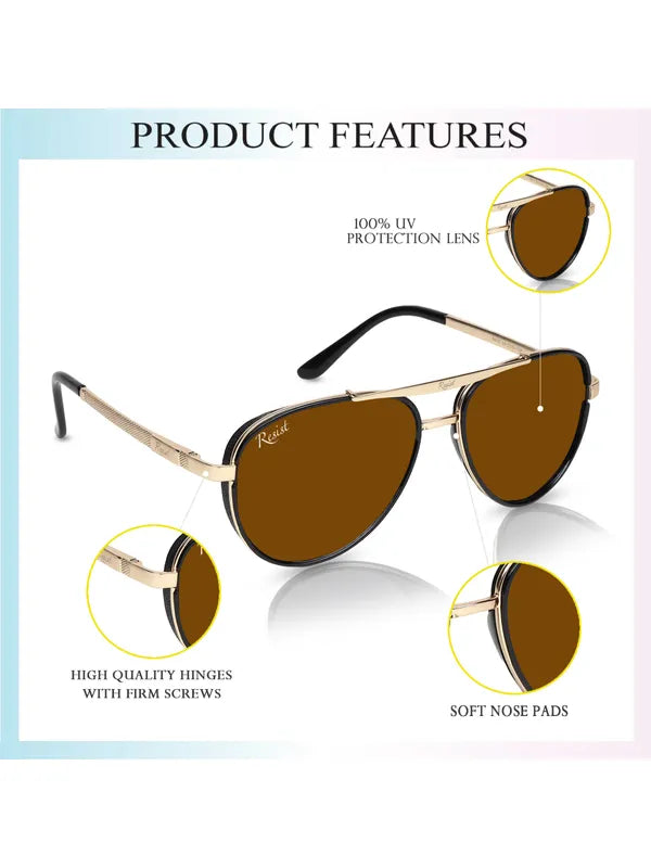 UV Protected Gold Brown Wayfarer Sunglasses For Men & Women- FunkyTradition