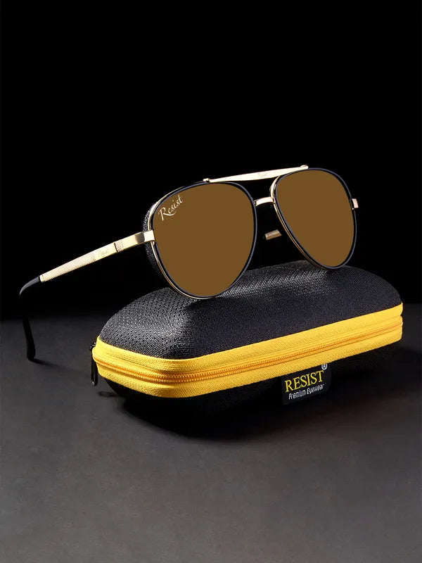 UV Protected Gold Brown Wayfarer Sunglasses For Men & Women- FunkyTradition