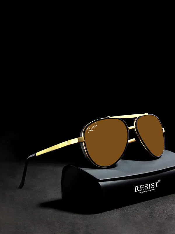 UV Protected Gold Brown Wayfarer Sunglasses For Men & Women- FunkyTradition
