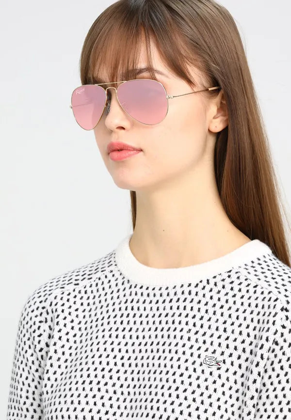 UV Protected Gold Pink Night Vision Aviator Sunglasses for Men and Women- FunkyTradition