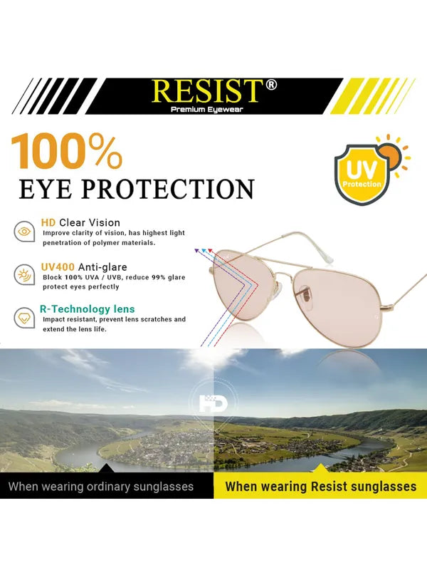 UV Protected Gold Pink Night Vision Aviator Sunglasses for Men and Women- FunkyTradition