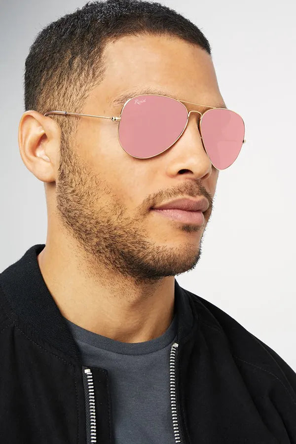UV Protected Gold Pink Night Vision Aviator Sunglasses for Men and Women- FunkyTradition