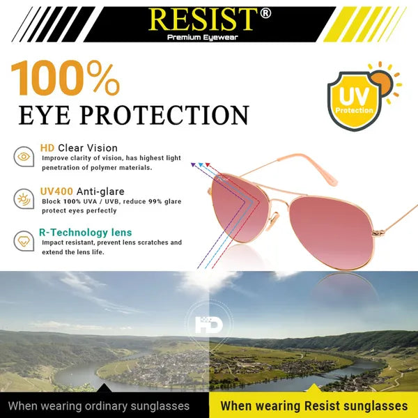UV Protected Gold Pink Reflector Aviator Sunglasses for Men and Women- FunkyTradition