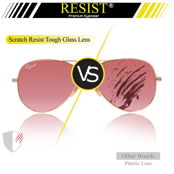 UV Protected Gold Pink Reflector Aviator Sunglasses for Men and Women- FunkyTradition