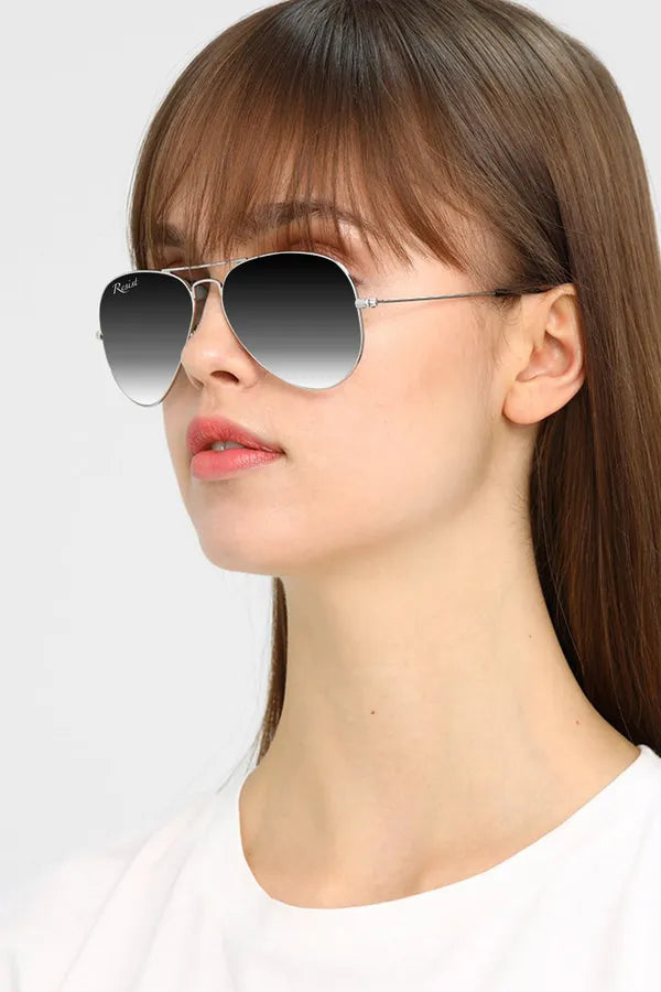 UV Protected Silver Black Gradient Aviator Sunglasses for Men and Women- FunkyTradition