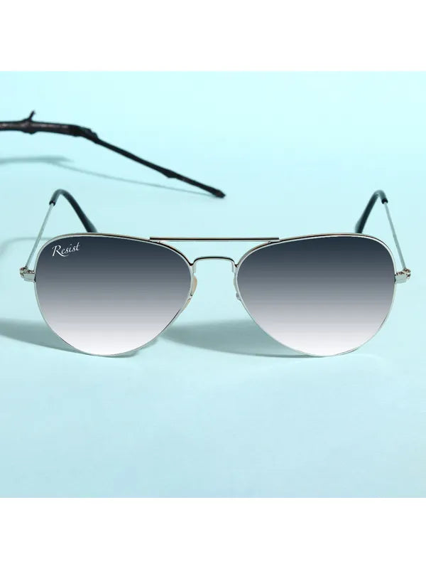 UV Protected Silver Black Gradient Aviator Sunglasses for Men and Women- FunkyTradition