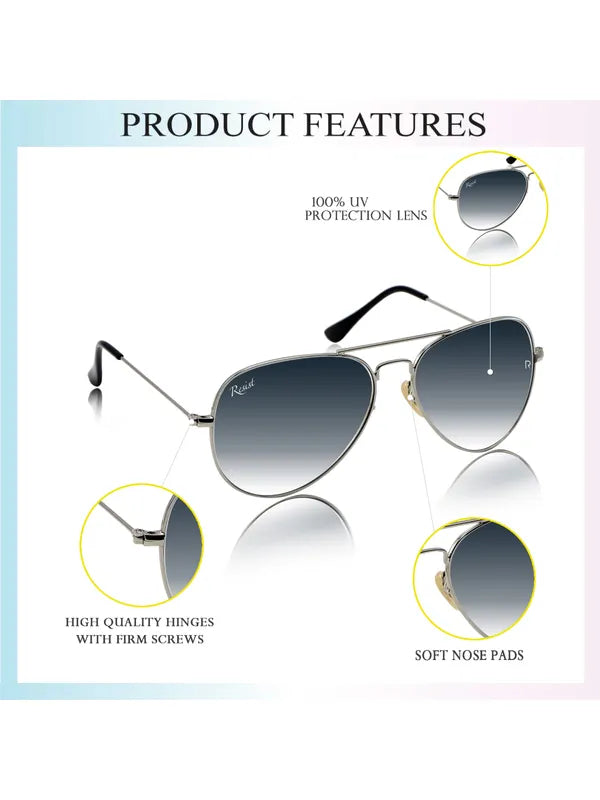 UV Protected Silver Black Gradient Aviator Sunglasses for Men and Women- FunkyTradition