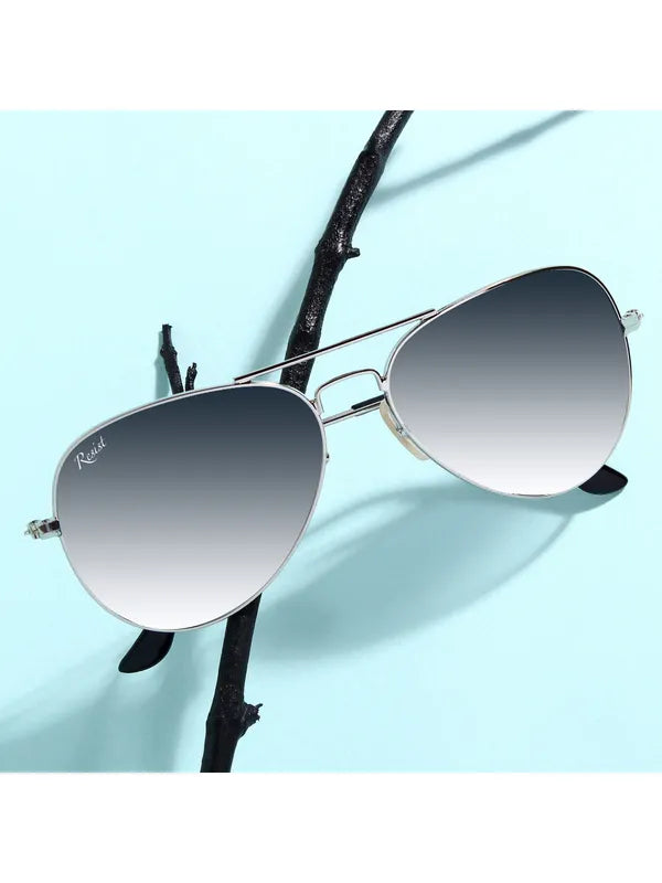 UV Protected Silver Black Gradient Aviator Sunglasses for Men and Women- FunkyTradition