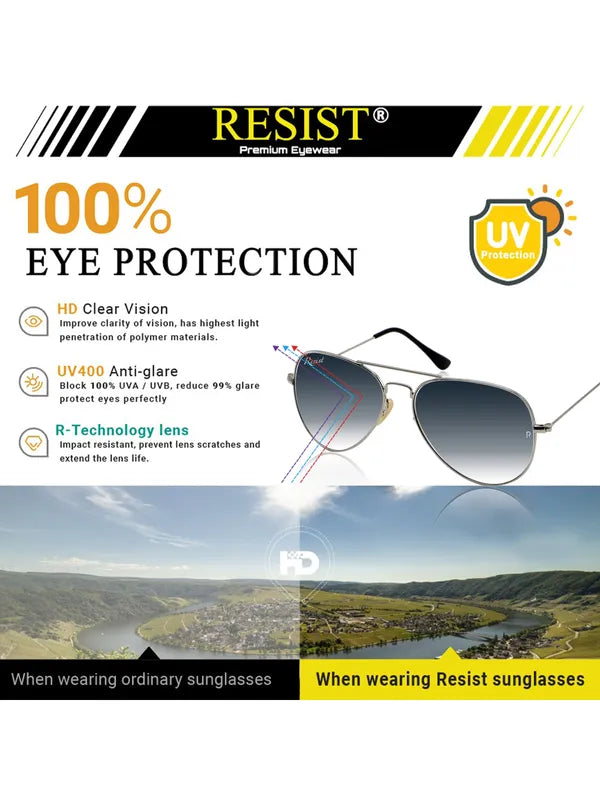 UV Protected Silver Black Gradient Aviator Sunglasses for Men and Women- FunkyTradition