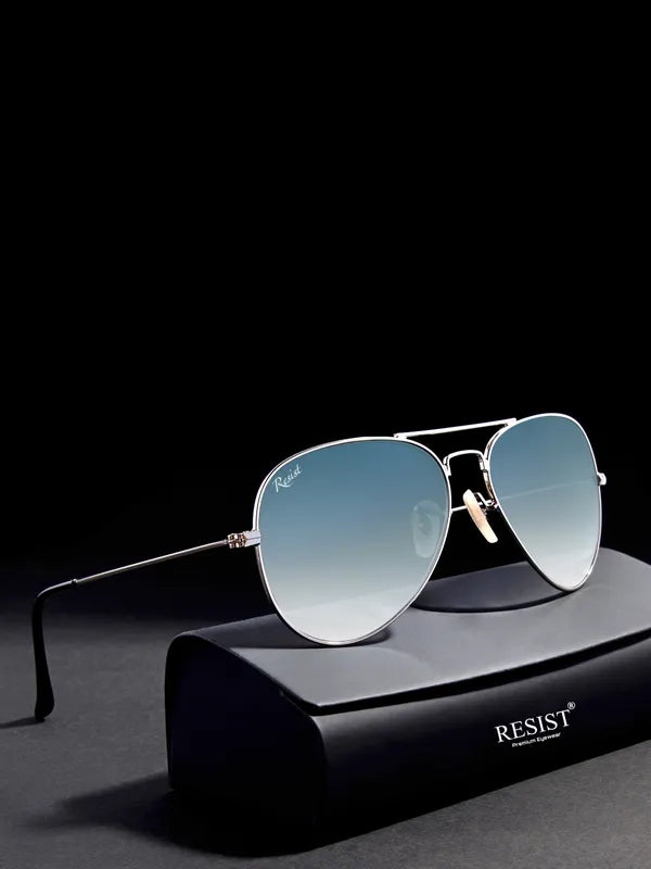 UV Protected Silver Black Gradient Aviator Sunglasses for Men and Women- FunkyTradition