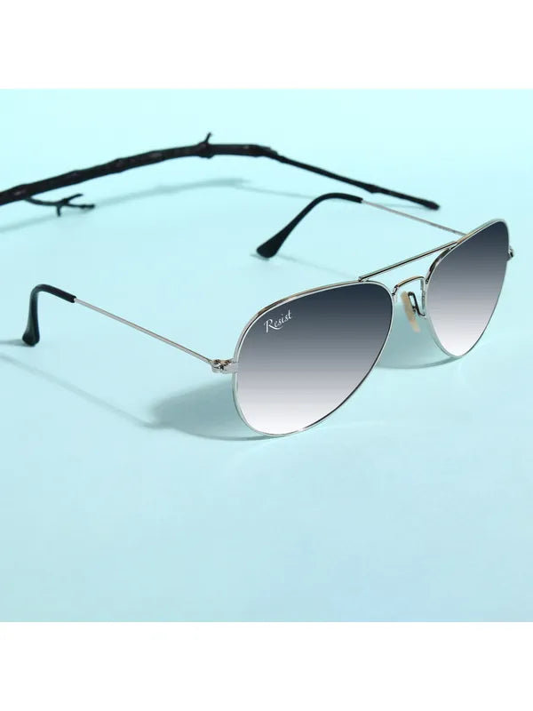 UV Protected Silver Black Gradient Aviator Sunglasses for Men and Women- FunkyTradition