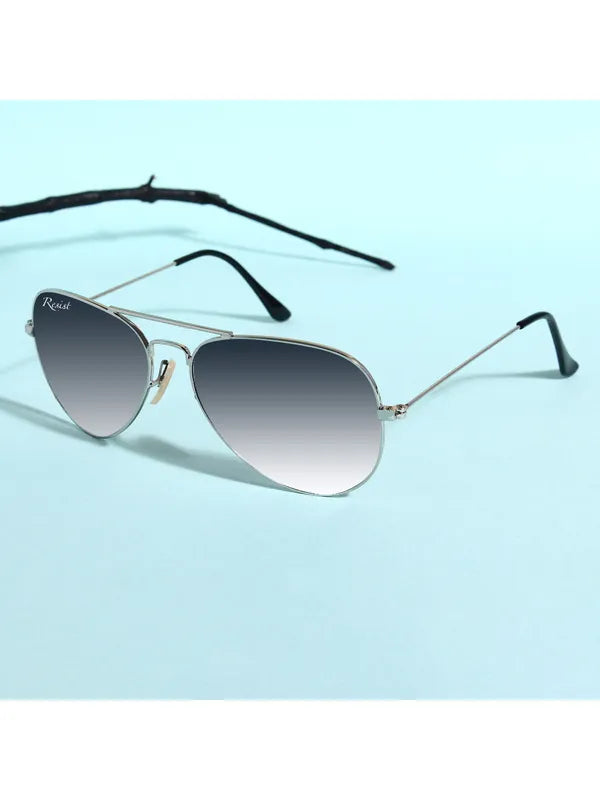 UV Protected Silver Black Gradient Aviator Sunglasses for Men and Women- FunkyTradition