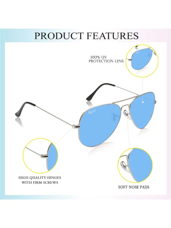 UV Protected Silver Blue Night Vision Aviator Sunglasses for Men and Women- FunkyTradition