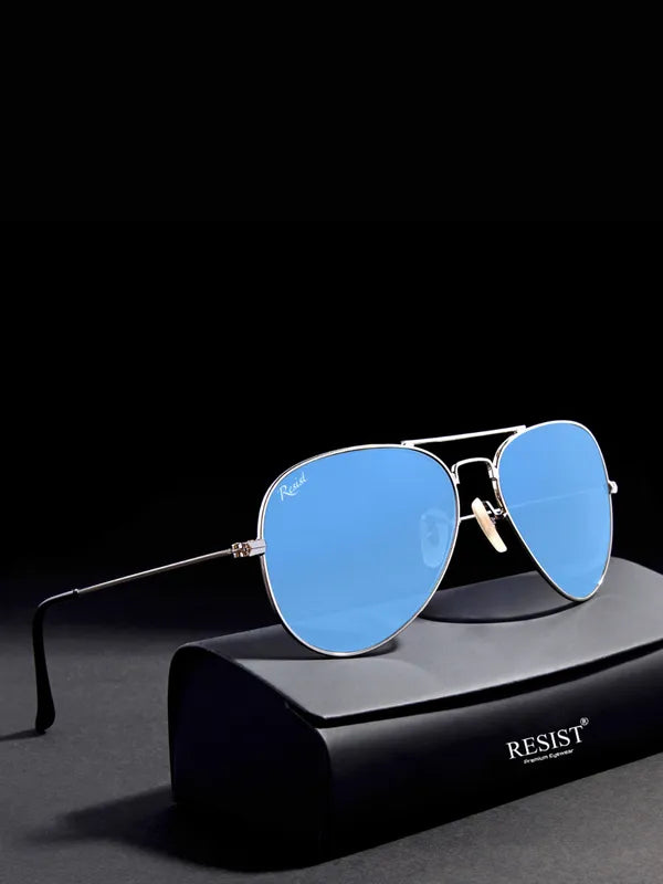 UV Protected Silver Blue Night Vision Aviator Sunglasses for Men and Women- FunkyTradition