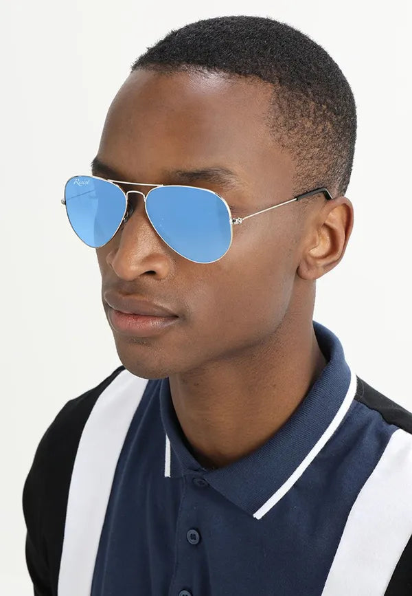 UV Protected Silver Blue Night Vision Aviator Sunglasses for Men and Women- FunkyTradition