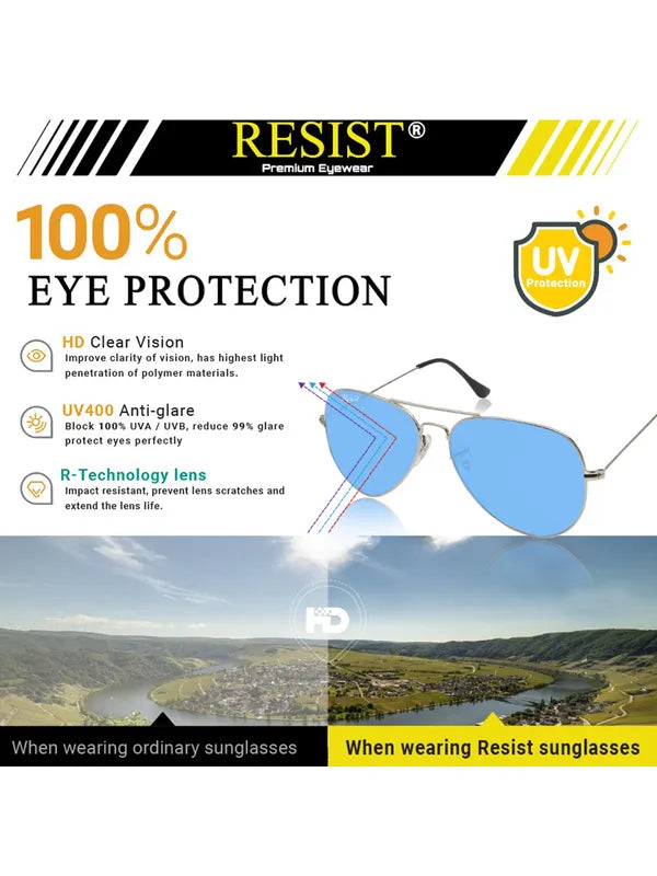 UV Protected Silver Blue Night Vision Aviator Sunglasses for Men and Women- FunkyTradition