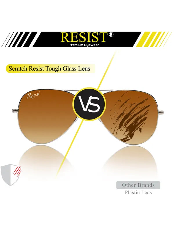 UV Protected Silver Brown Gradient Aviator Sunglasses for Men and Women- FunkyTradition