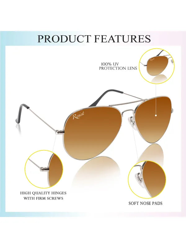 UV Protected Silver Brown Gradient Aviator Sunglasses for Men and Women- FunkyTradition