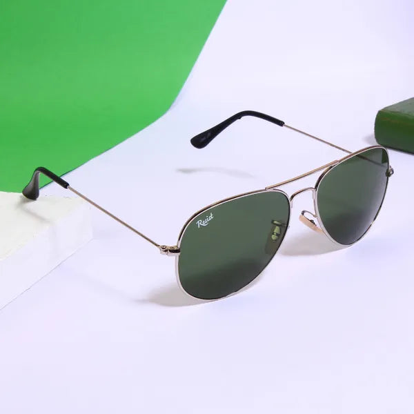 UV Protected Silver Green Aviator Sunglasses For Men & Women- FunkyTradition