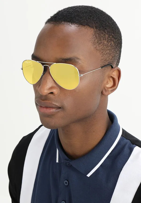 UV Protected Silver Yellow Night Vision Aviator Sunglasses for Men and Women- FunkyTradition