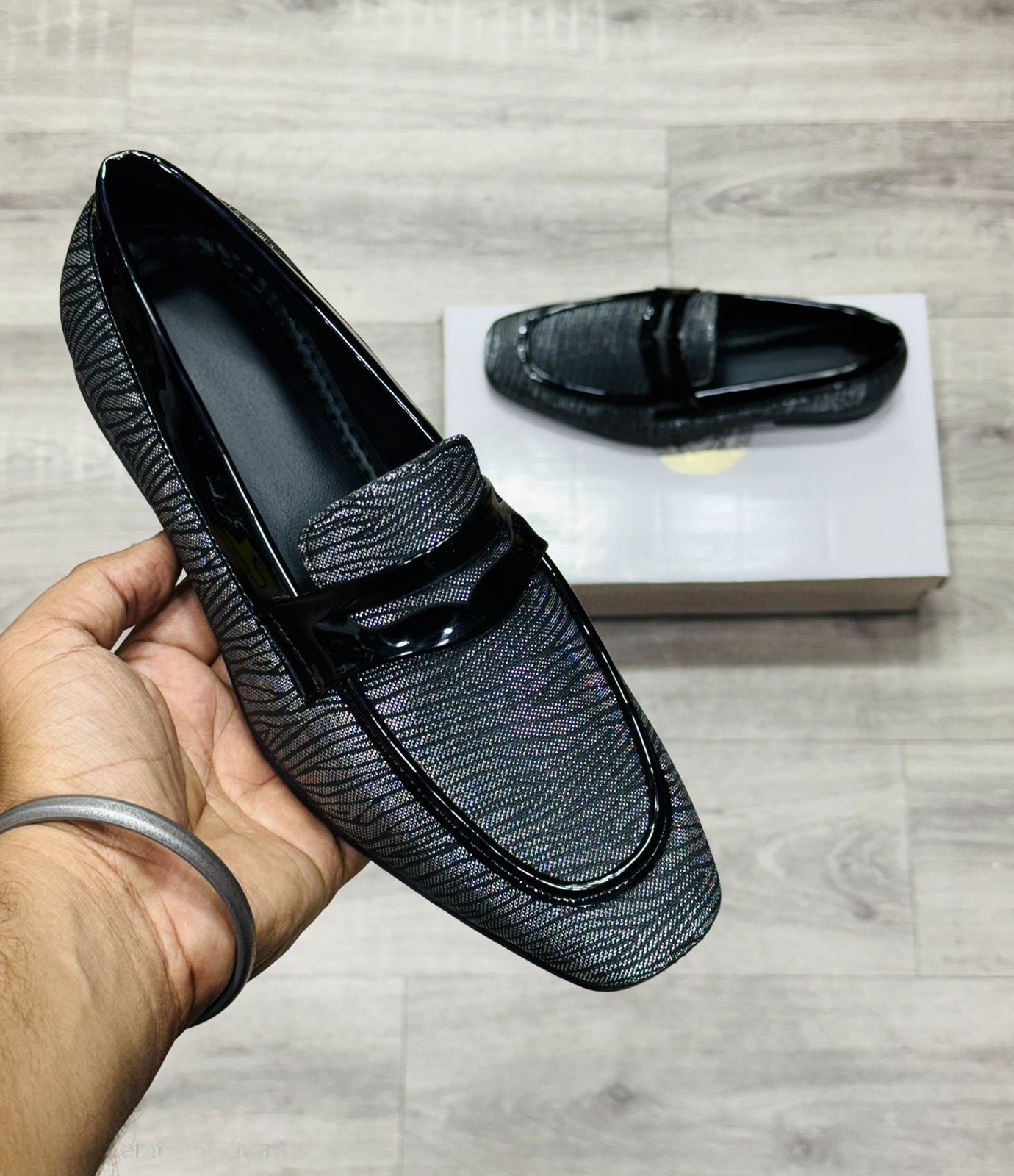Underside view of FunkyTradition Loafer, displaying the durable TPR sole and grip pattern.